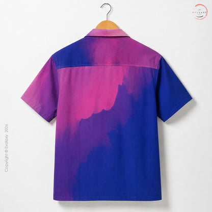 Purple & Blue Gradient Print Oversized Shirt For Men & Women