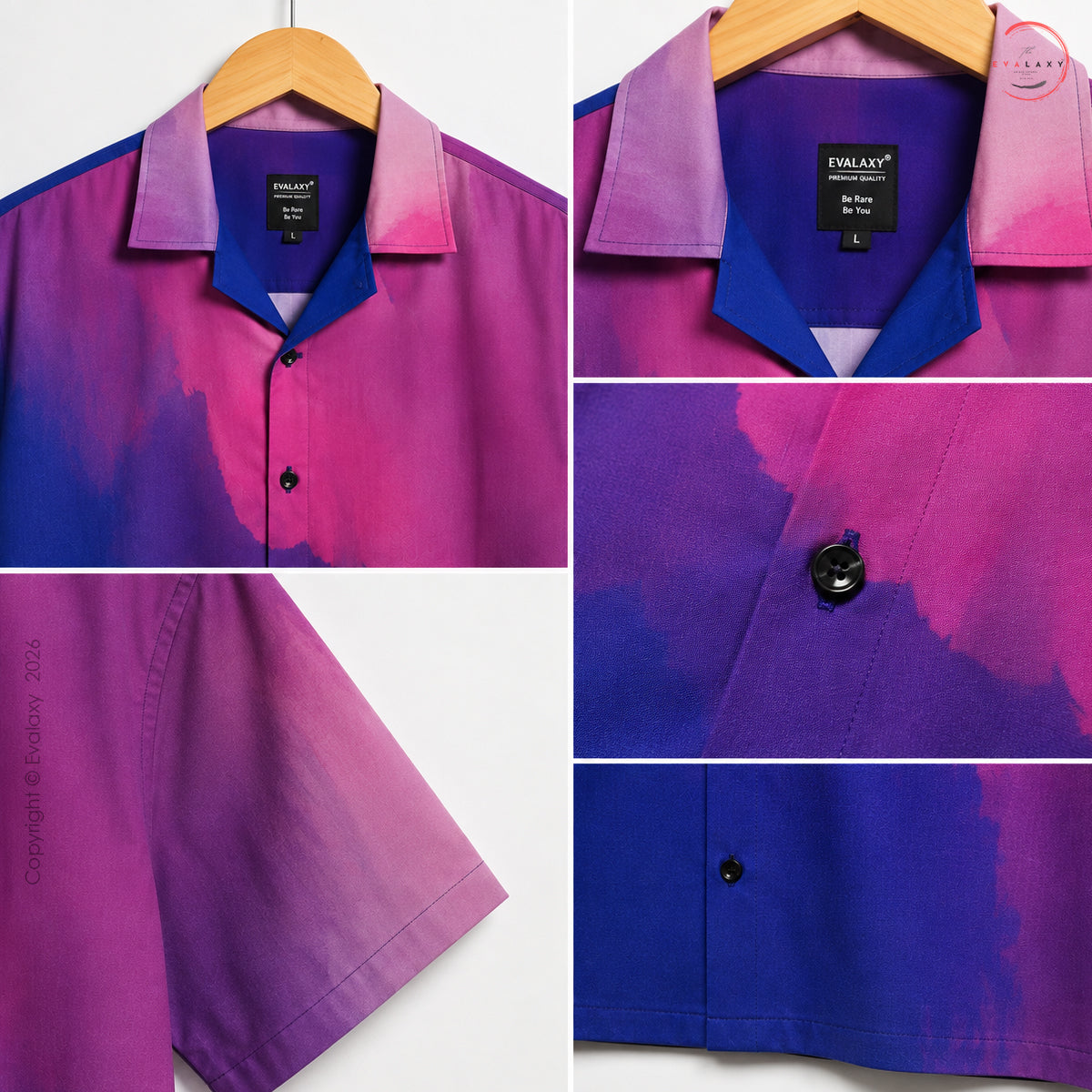 Purple & Blue Gradient Print Oversized Shirt For Men & Women