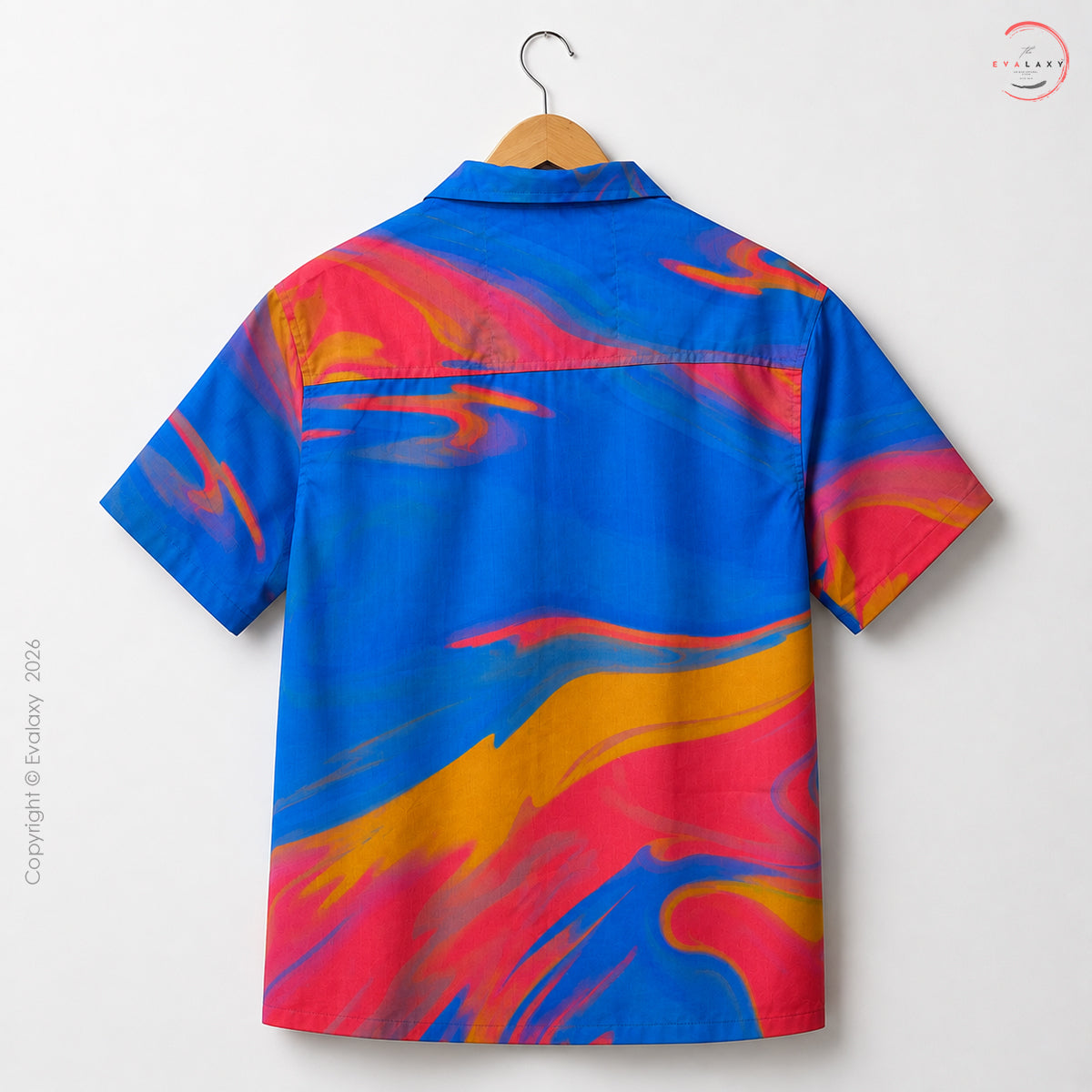Vibrant Abstract Wave Print Oversized Shirt For Men & Women