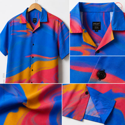 Vibrant Abstract Wave Print Oversized Shirt For Men & Women