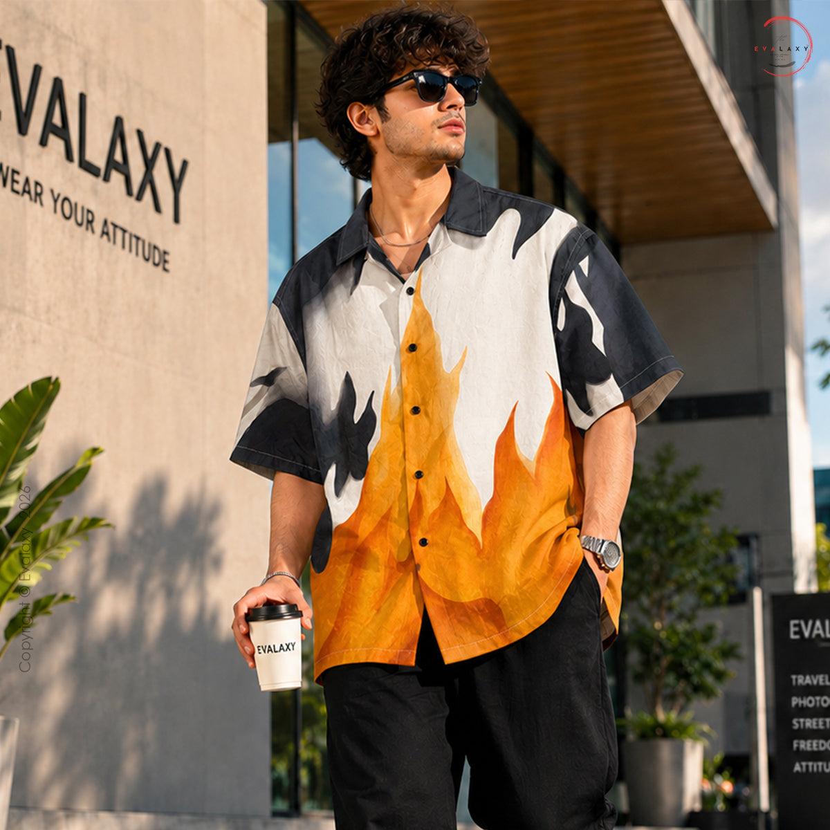 Oversized Flame Graphic Shirt For Men & Women