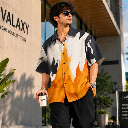 Oversized Flame Graphic Shirt For Men & Women