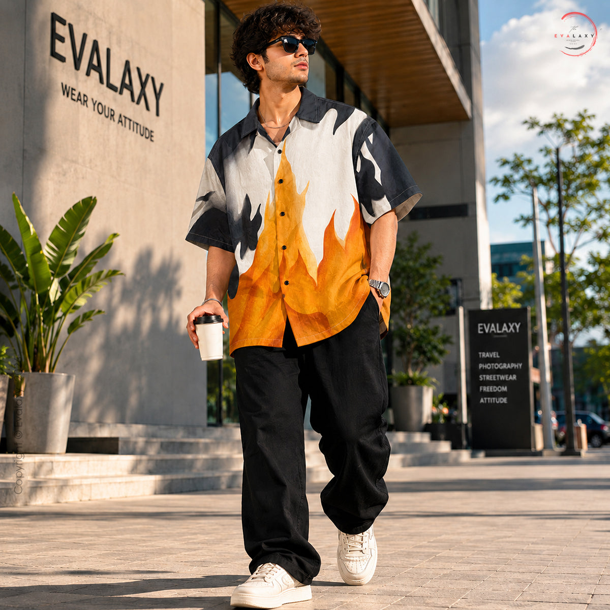 Oversized Flame Graphic Shirt For Men & Women