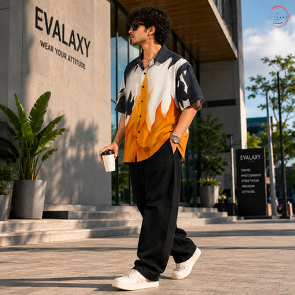 Oversized Flame Graphic Shirt For Men & Women