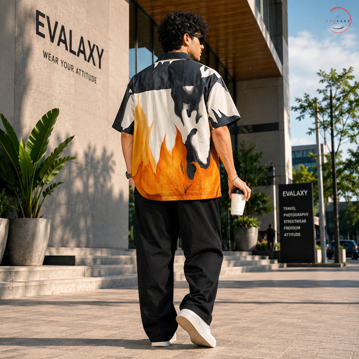 Oversized Flame Graphic Shirt For Men & Women