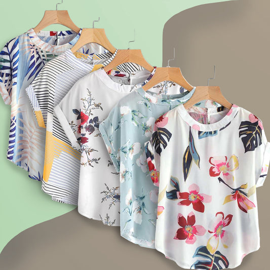 Floral Top Combo Pack of 5 Pcs for Women & Girls
