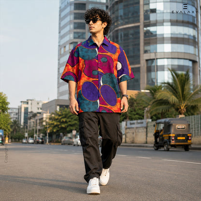 Men's Geomatric All Over Printed Oversized Shirt