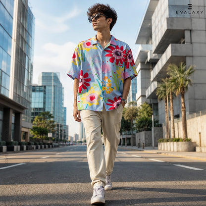 Men's CoolSky Sunflower All Over Printed Oversized Shirt