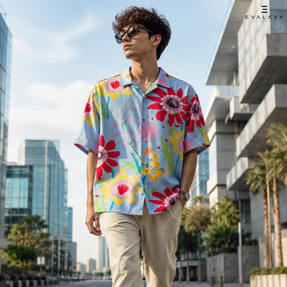 Men's CoolSky Sunflower All Over Printed Oversized Shirt