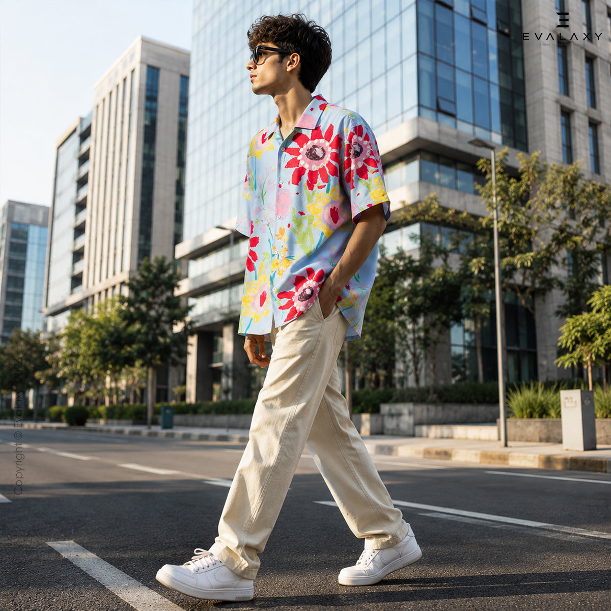 Men's CoolSky Sunflower All Over Printed Oversized Shirt