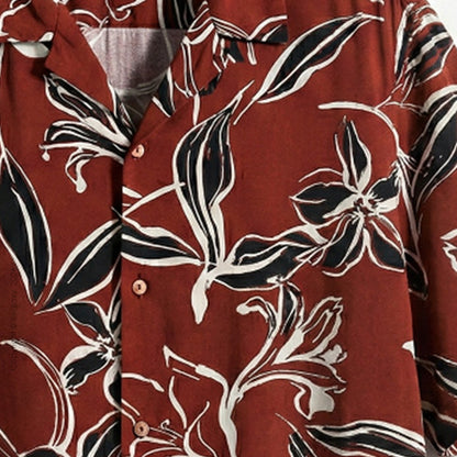 Men's Maroon Floral All Over Printed Oversized Shirt