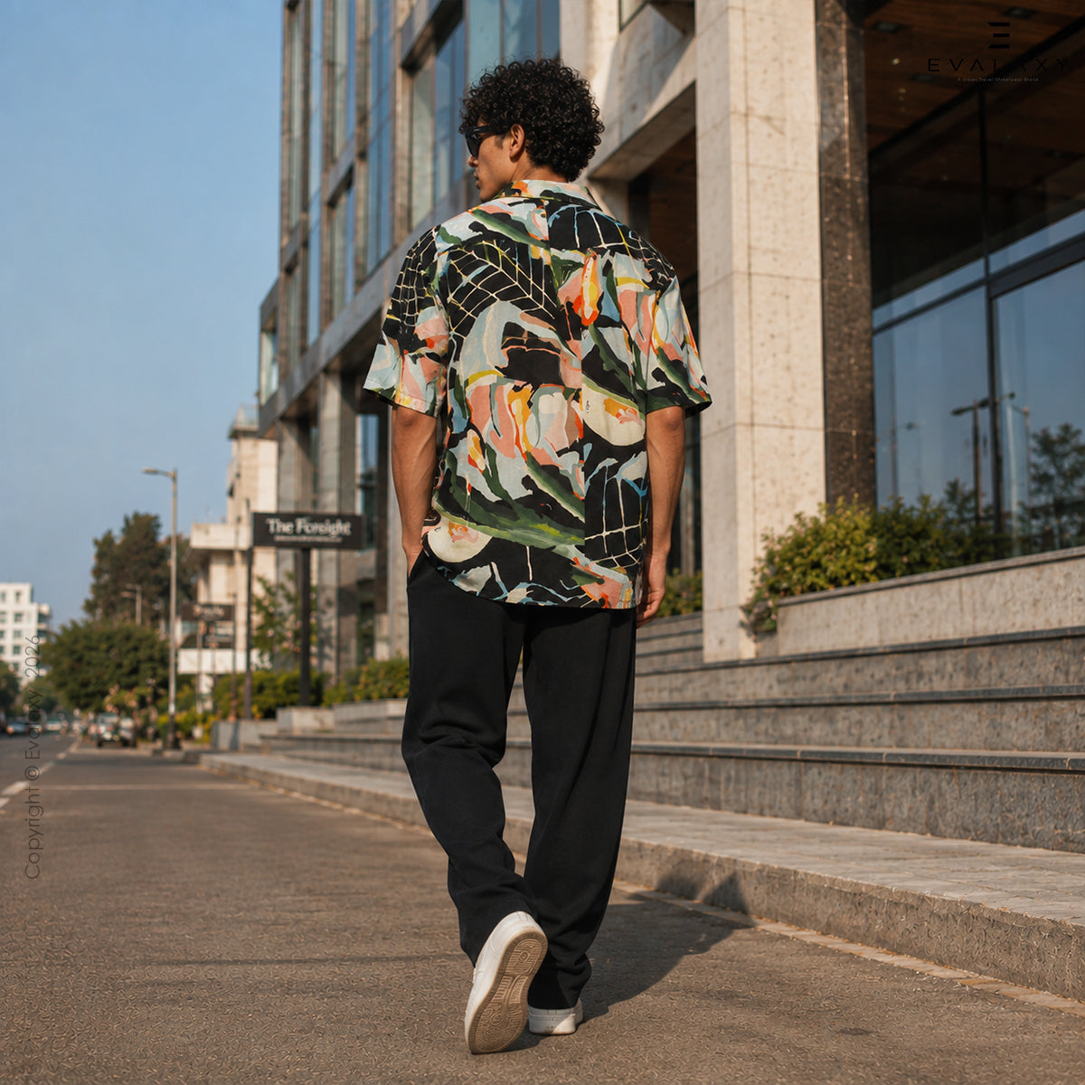 Abstract Sky Black All Over Printed Relaxed Fit Shirt
