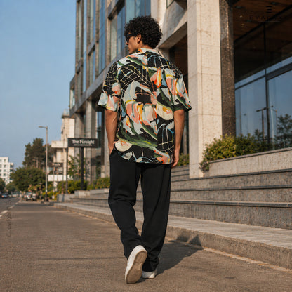 Abstract Sky Black All Over Printed Relaxed Fit Shirt