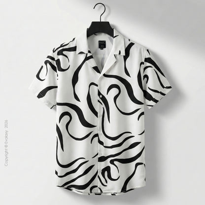 Men Random Black Zebra Print Shirt Without Tee