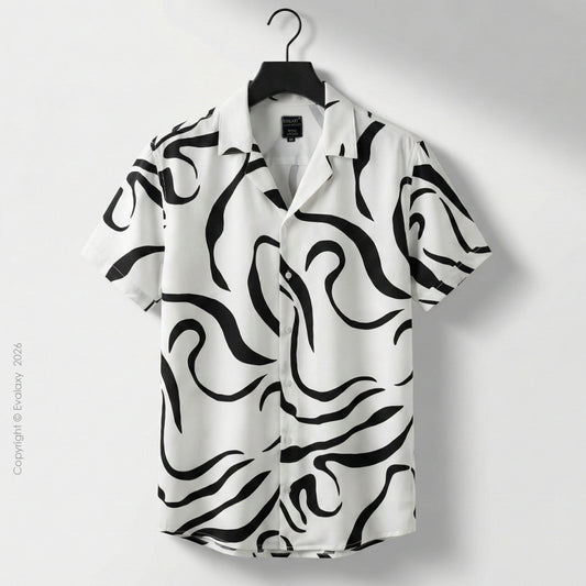 Men Random Black Zebra Print Shirt Without Tee