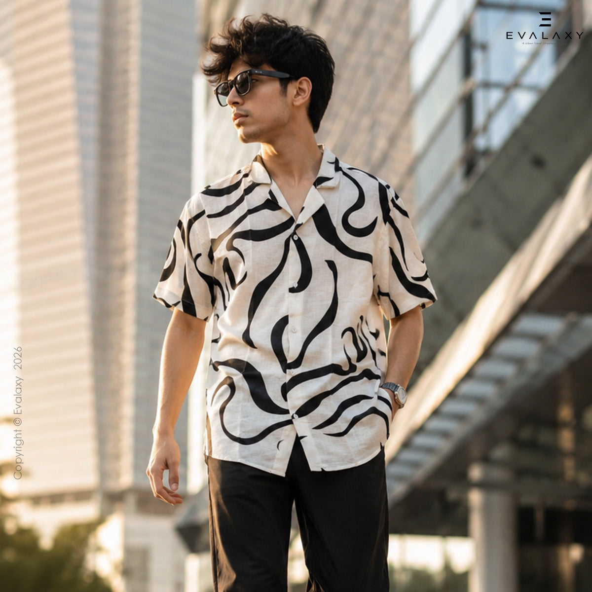 Men Random Black Zebra Print Shirt Without Tee
