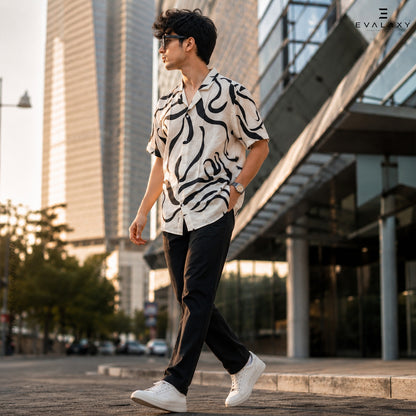 Men Random Black Zebra Print Shirt Without Tee