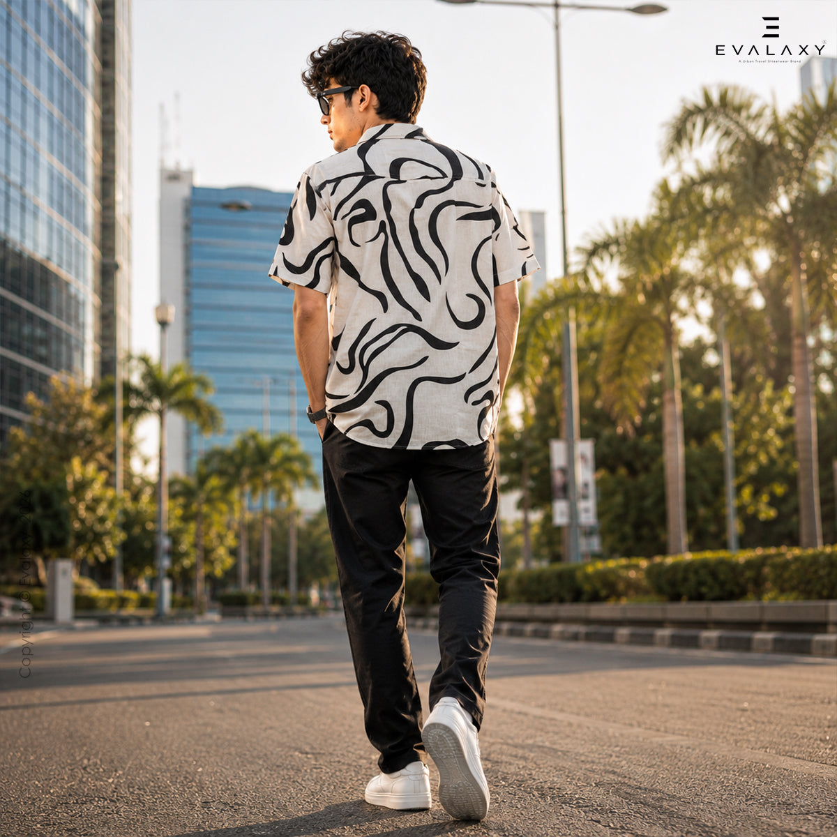 Men Random Black Zebra Print Shirt Without Tee
