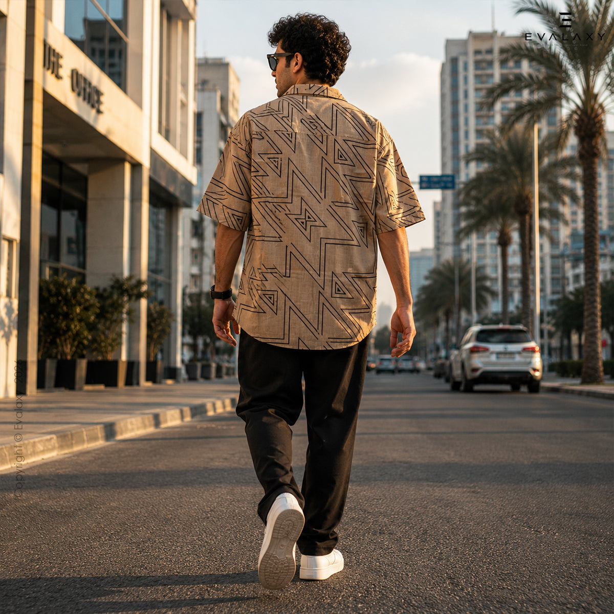 Peach Zig Zag All Over Printed Relaxed Fit Shirt