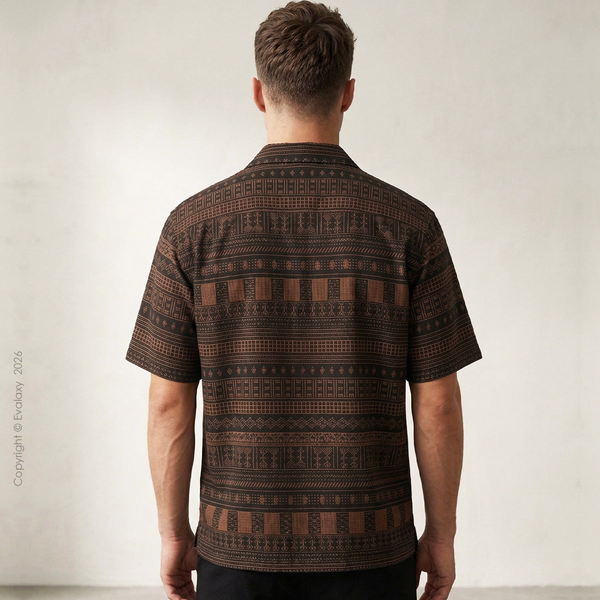 Brown Pattern All Over Printed Relaxed Fit Shirt