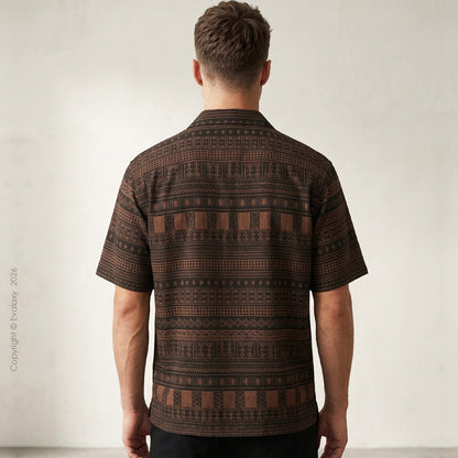 Brown Pattern All Over Printed Relaxed Fit Shirt