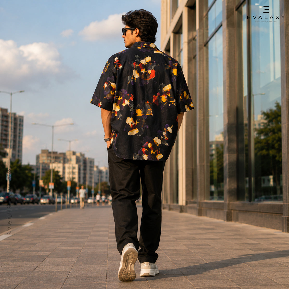 Black Floral All Over Printed Relaxed Fit Shirt