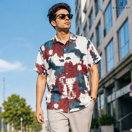 Off-White Maroon Splash Print Shirt