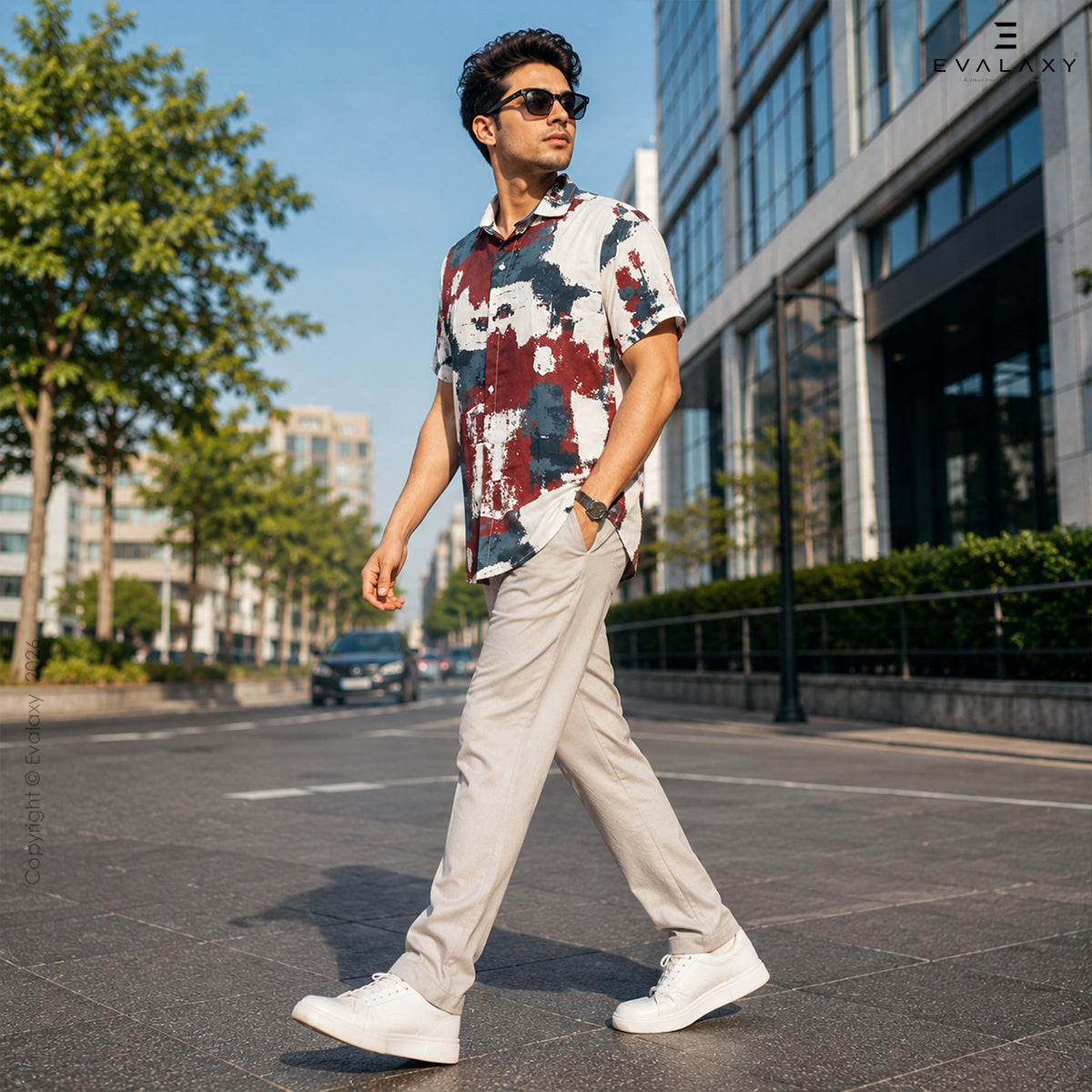 Off-White Maroon Splash Print Shirt
