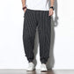 Men's Pants Loose Thin Black  & Grey Striped Jogger Breathable Casual Harem Combo (Pack of 2)