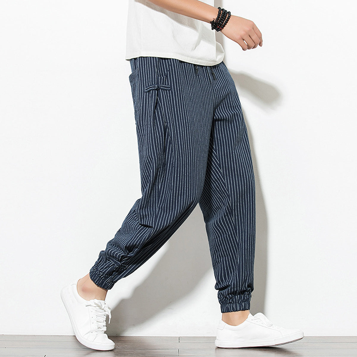 Harem Pants - Striped - Blue