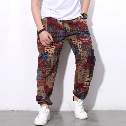 Loose Geomatric Prints StreetWear Jogger Breathable Casual Harem
