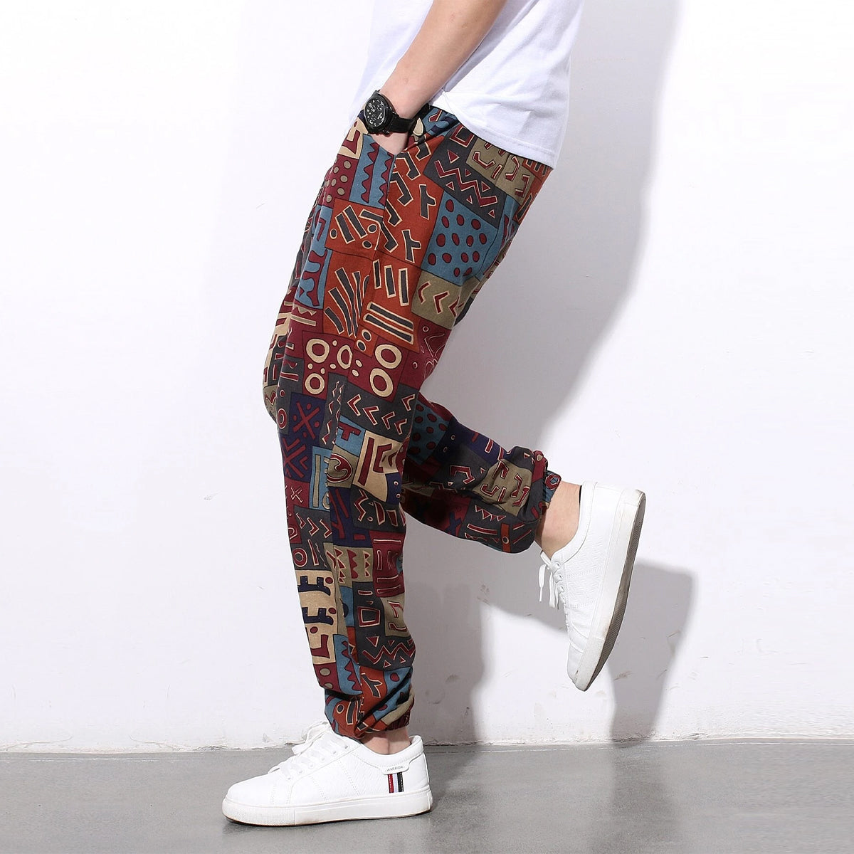 Loose Geomatric & Abstract Black n White Prints Jogger Breathable Casual For Men & WomenHarem Combo (Pack of 2)