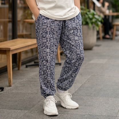 Loose Blue Rangoli Jogger Breathable Casual Harem Pants For Men & Women