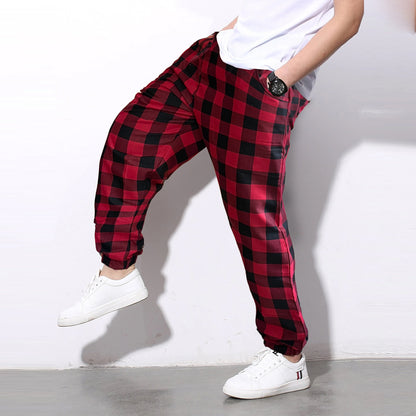 Red Plaid Loose Jogger Breathable Casual Harem Pants – Evalaxy