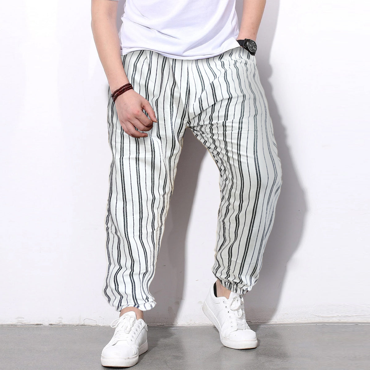 Men's Casual Elastic Waist Jeans Chinese Style Loose Harem