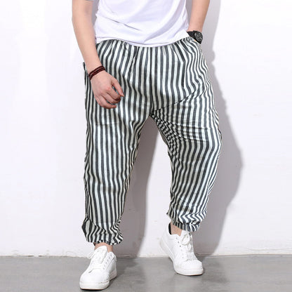 Loose Pants Grey Stripped And White Stripped Jogger Breathable Casual Harem Combo-Unisex Pants for Men and Women (Pack of 2)
