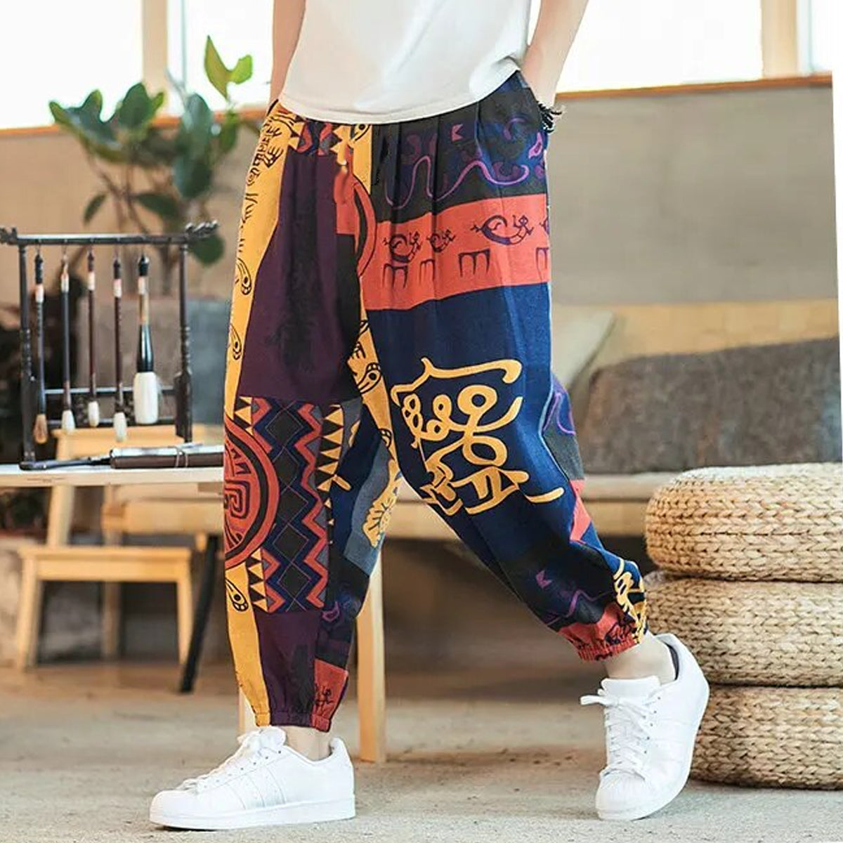 Loose Random Thai Art Jogger Breathable Casual Pants Evalaxy