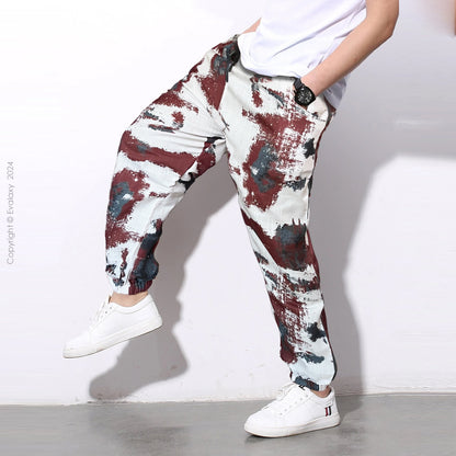 Loose Maroon Cream Jogger Breathable Casual Harem Pants For Men & Women