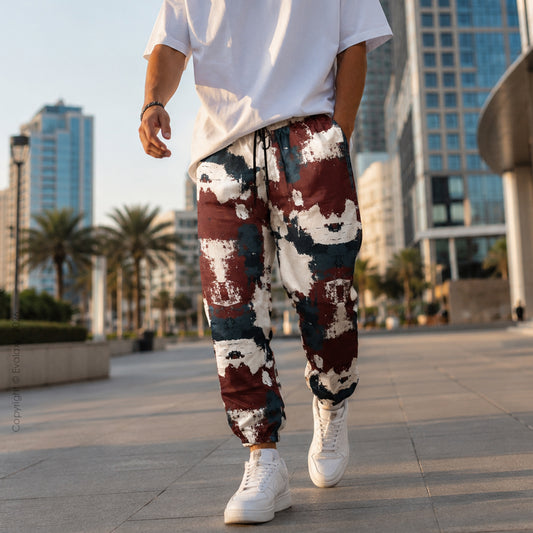 Maroon Cream Jogger Breathable Casual Harem Pants For Men & Women