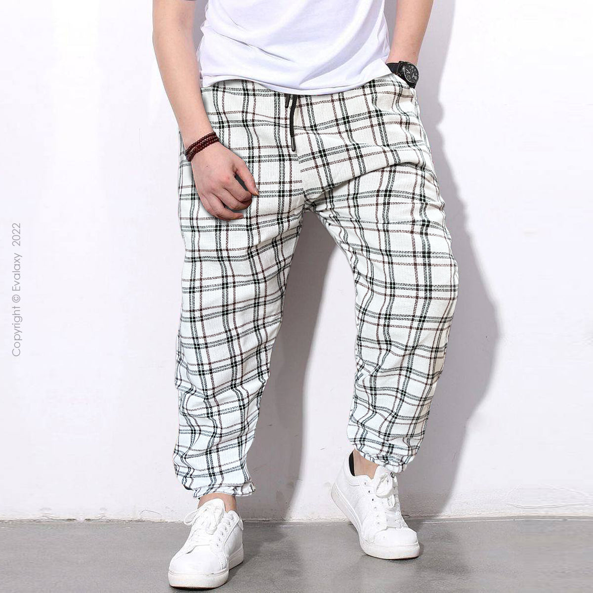 Loose White Checks Premium Jogger Breathable Casual Harem Pants