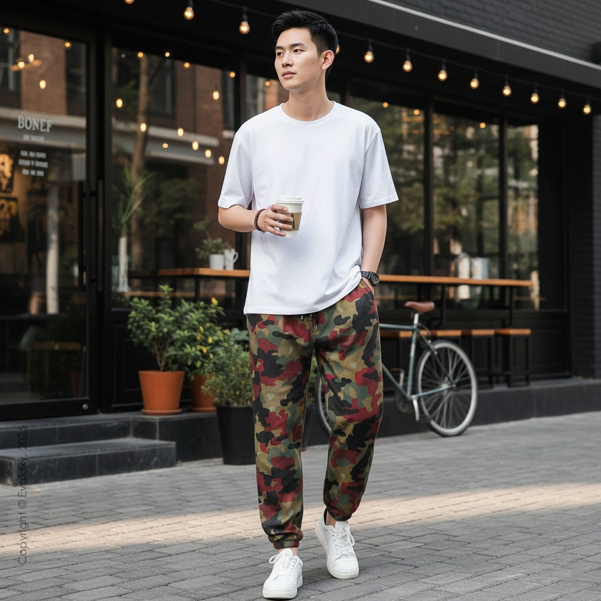 Loose Red Green Camo Jogger Breathable Casual Harem Pants For Men & Women