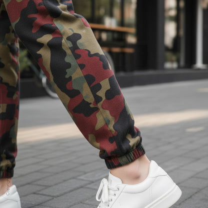 Loose Red Green Camo Jogger Breathable Casual Harem Pants For Men & Women