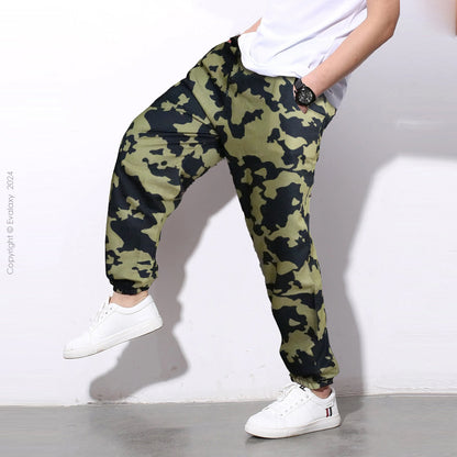 Loose Poison Green Camo Jogger Breathable Casual Harem Pants For Men & Women
