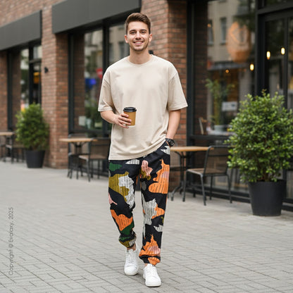 Random Map Island Prints StreetWear Jogger Breathable Casual Harem Pants for Men & Women