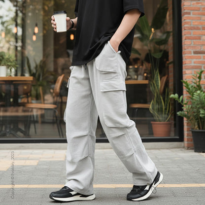 Unisex Off White Cargo Pants – Parachute Baggy Fit