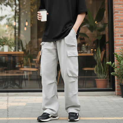 Unisex Off White Cargo Pants – Parachute Baggy Fit