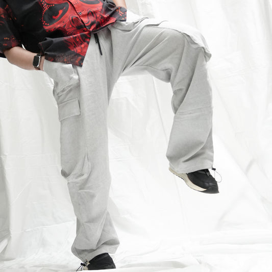 Unisex Off White Cargo Pants – Parachute Baggy Fit