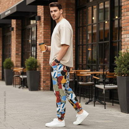 Random Adventure Rain Text StreetWear Jogger Breathable Casual Harem Pants for Men & Women