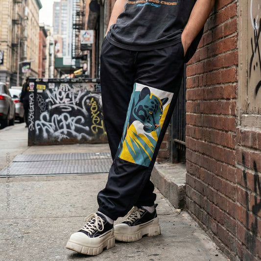 Evalaxy Leopard Patch Graphic Jogger Pants For Men & Women