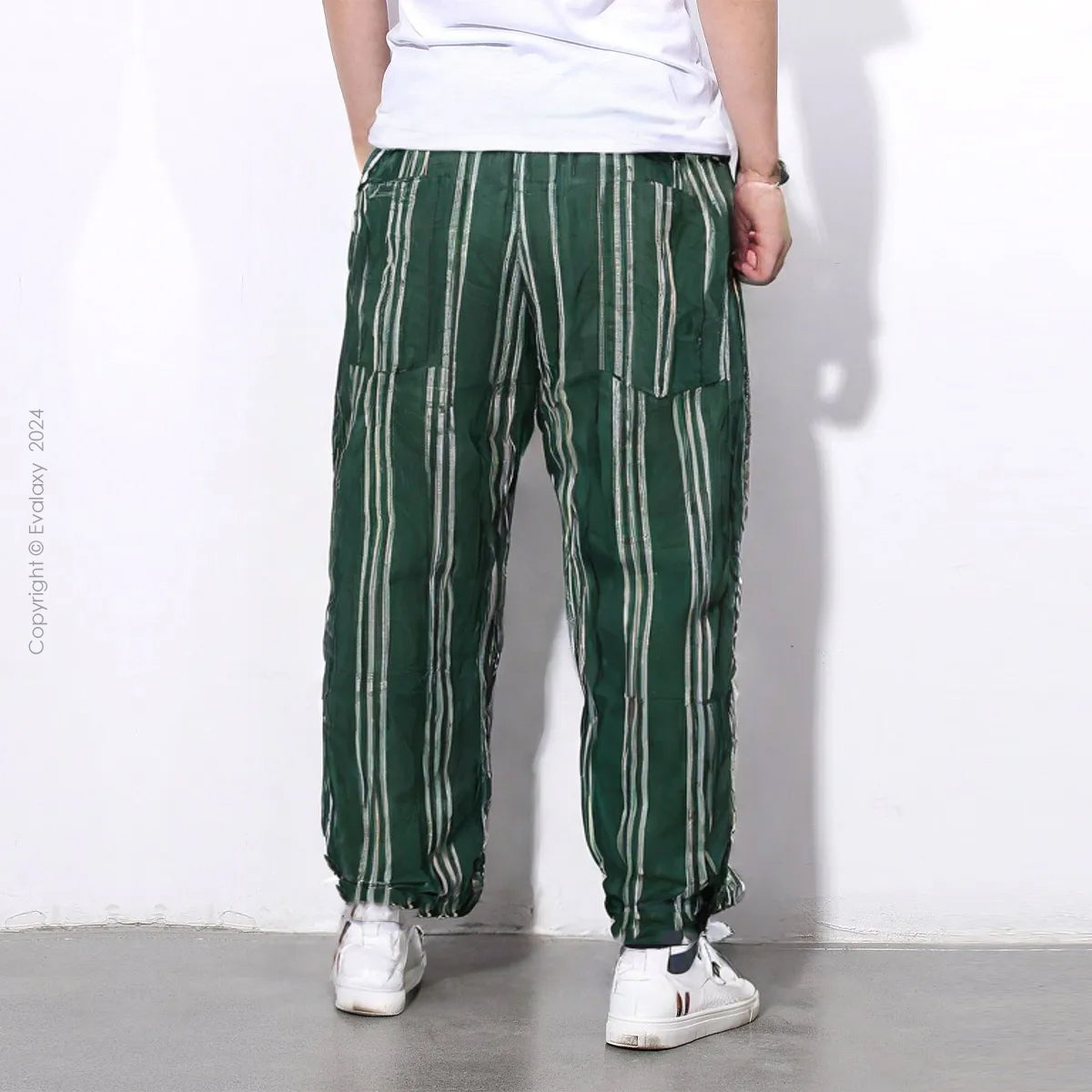 Loose Green Stripped Premium Jogger Breathable Casual Harem Pants for Men & Women